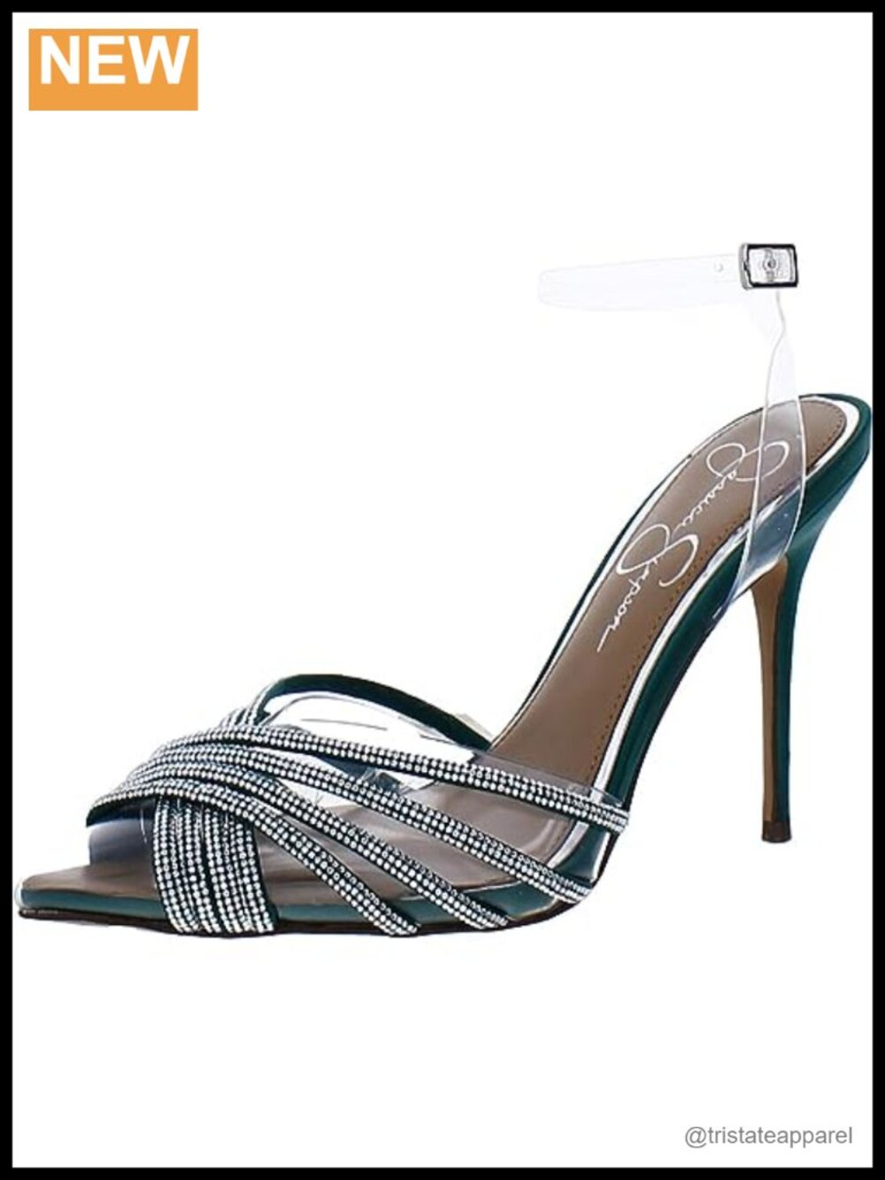 Wamblee Pointed Toe Stiletto Pump with Rhinestone Ankle Strap